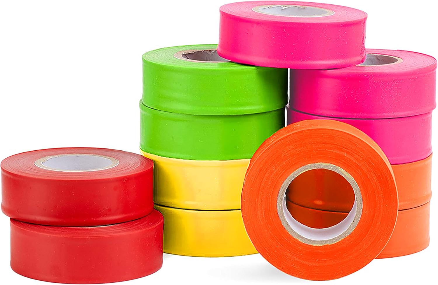 AdirPro 12 Pack Fluorescent Flagging Tape, 150' X 1'' Wide