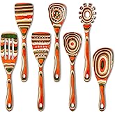 Gudamaye Pakkawood 7-Piece Red Wooden Cooking Utensils, Wooden Spoons for Cooking,Wooden Spoon Set, Wooden Kitchen Utensil set, Pakkawood kitchen Utensils for Serving, Bridal Shower Gifts