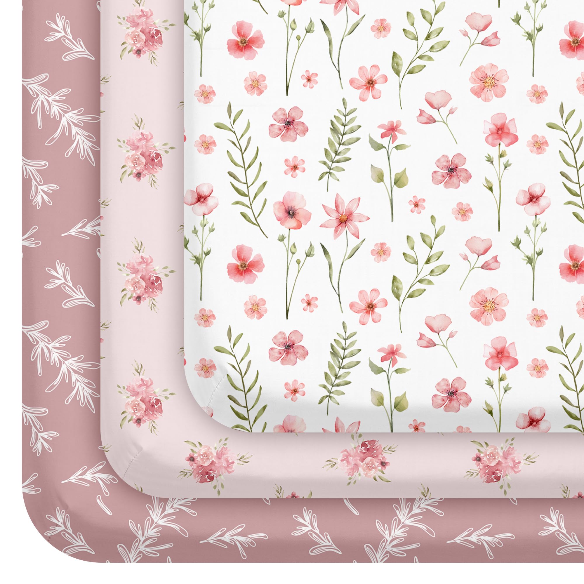 Civarua Kids 3 Pack Baby Crib Sheets for Boys Girls 52x28 Fitted Crib Sheet | Soft & Breathable Toddler Bed Sheets for Standa