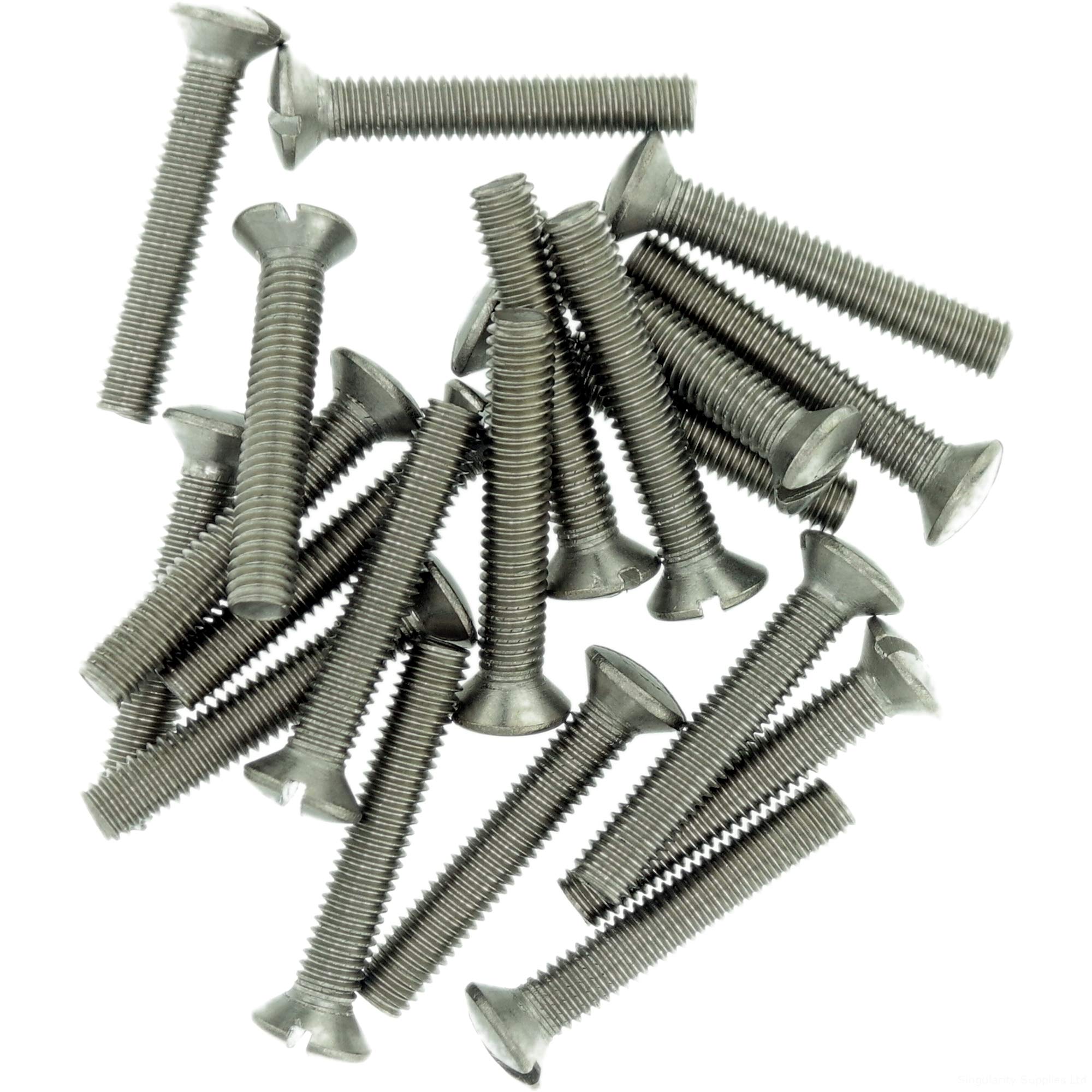 M2.5 (2.5mm x 16mm) Slot Raised Countersunk Machine Screw (Bolt) - Stainless Steel (A2) (Pack of 20)