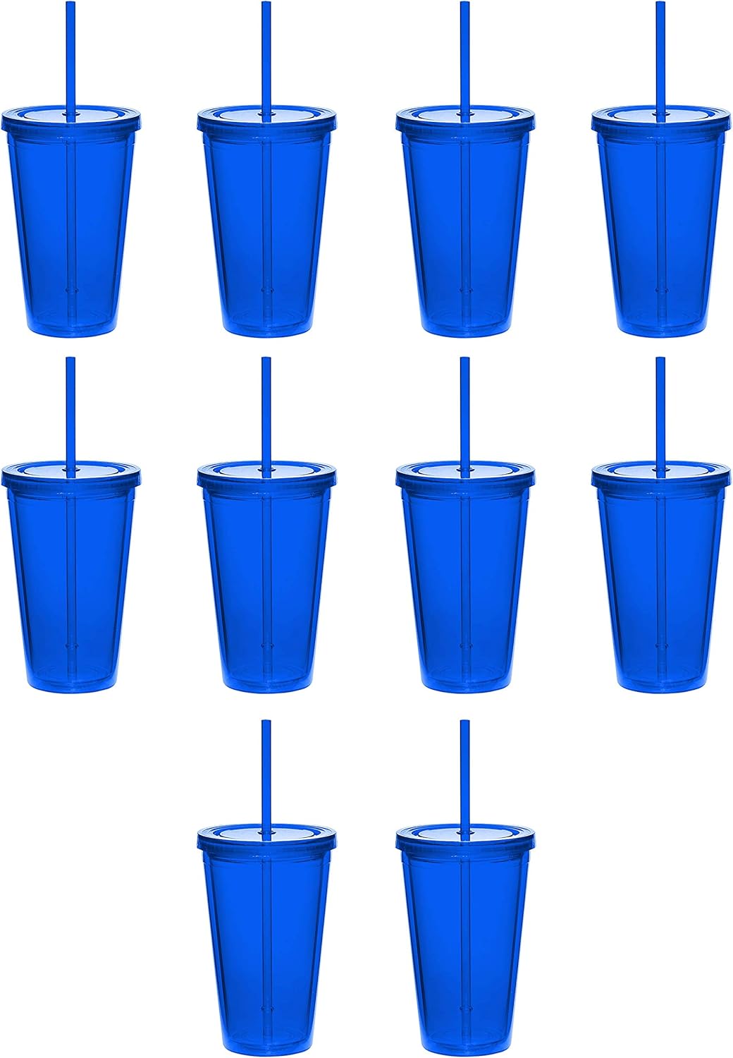 Double Wall Tumblers with Straws 16 oz 10 pack