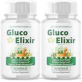 (2 Pack) Gluco Elixir Capsules, Official GlucoElixir Blood Health Support Pills with All Natural Ingredients, Advanced Formula Supplement Pill with Max Strength Vitamins for Women & Men (120 Capsules)