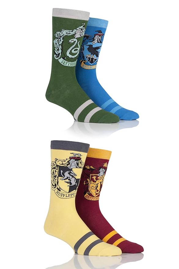 Mens 4 Paar Harry Potter Haus Abzeichen Socken
