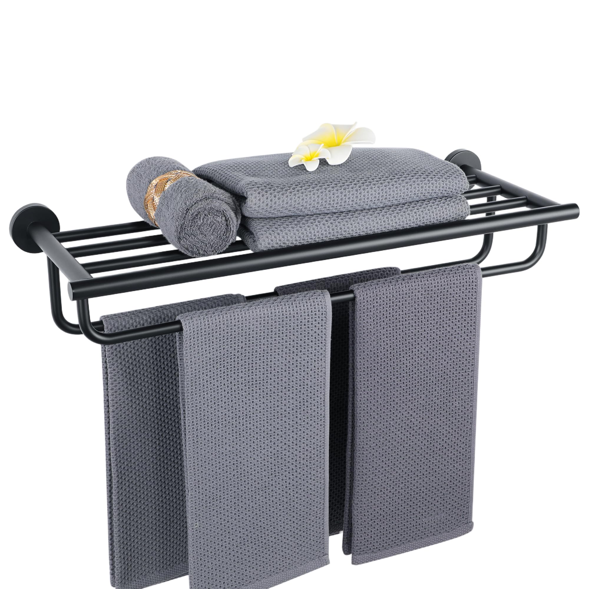Photo 1 of Alise Towel Rack,Towel Holder Towel Shelf with Double Towel Bars for Bathroom Lavatory,24-Inch SUS 304 Stainless Steel Wall Mount Towel Hanger Storage,Matte Black GYT7060-B