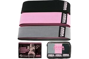 Arena Strength Fabric Booty Bands - Fabric Exercise Bands for Legs and Butt | Fabric Resistance Bands | Hip Resistance Bands with Workout Guide and Carry Case