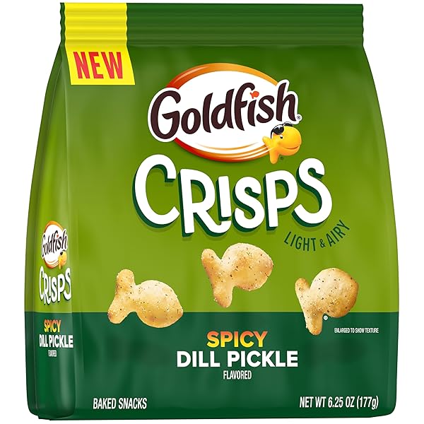 GOLDFISH CRISPS SPICY DILL PICKLE FLAVORED BAKED CHIP CRACKERS, 6.25 OZ BAG