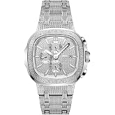 JBW Luxury Men's Heist 20 Diamond Wrist Watch with Stainless Steel Bracelet | Large 45 MM square case with rounded corners and a textured bezel