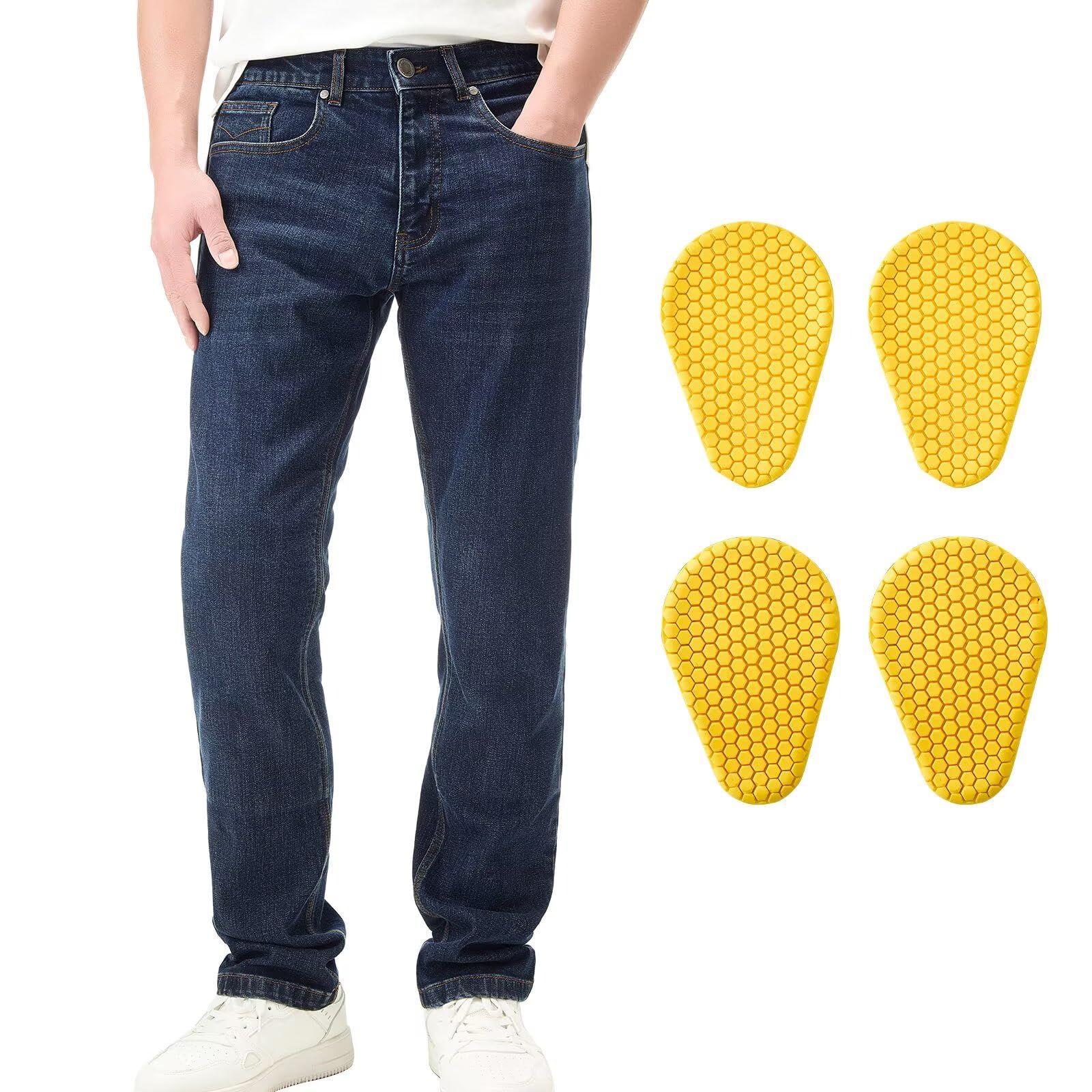 Photo 1 of ILM Motorcycle Riding Pants for Men CE Armored Motorbike Jeans Adventure Touring Motocross All Season Model PJN1(Dark Blue)