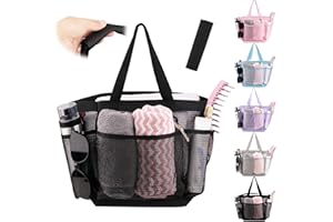 PARIERIS Mesh Shower Caddy Portable for College Dorm Room Essentials with 8 Pockets, Hanging Caddy Dorm Basket, Quick Dry Sho