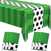 Buryeah 6 Pcs Soccer Themed Tablecloths 54 x 108 Inches Disposable Plastic Table Cover Supplies Rectangular Game Day Tablecloth Field for Tailgate Sports Party