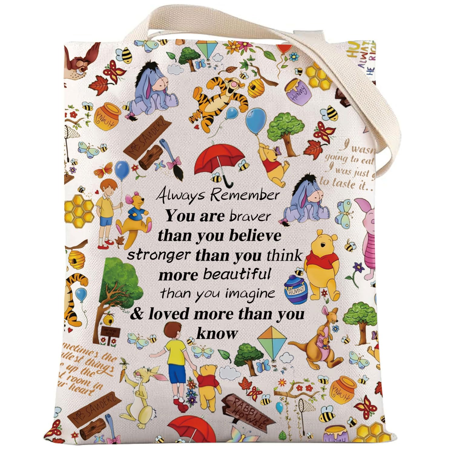 LEVLO Friendship Cosmetic Make up Bag Friend Gift Friendship You are Braver Stronger Smarter Than You Think Makeup Zipper Pouch Bag Winnie M Tote