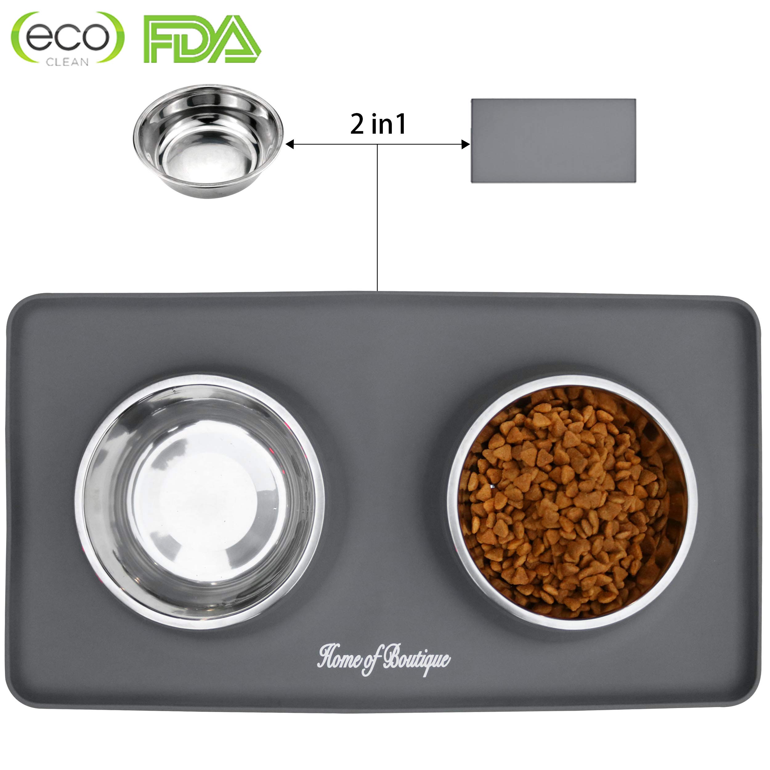 Home of Boutique Ciotole Per Cani Ciotola Per Animali in Acciaio Inossidabile con Cuscinetti per Animali in Silicone Antiscivolo per Cani Grandi o Medi o Gatti