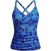 Women Tankini Bathing Suit Top - Twist Front V Neck Swim Top Only Cross Tummy Control Swimsuit 2025