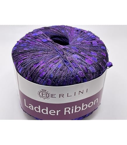 White On Black Ladder Ribbon Yarn - 50g 150m Ice Yarns Polyester Craft Yarn