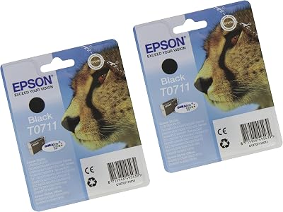 Epson T0711 Black Ink Cartridge 2 Pack Genuine Stylus D78 DX Series