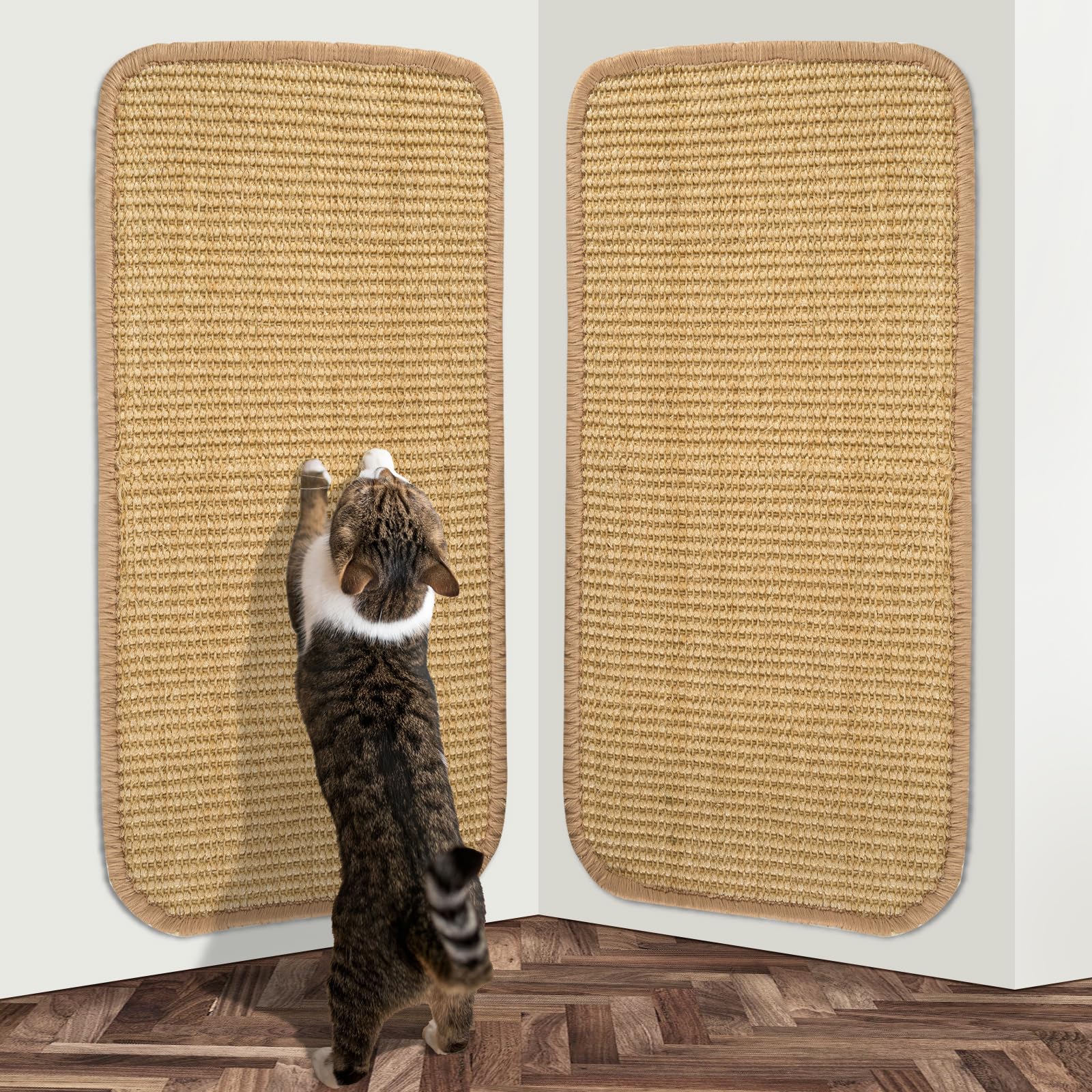Cat Scratching Mat, Pack of 2, Sisal Carpet Cat Scratching Mat, Scratching Board for Walls, Protects Carpets and Sofas, 50 x 25 cm