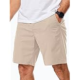 Dokotoo Men Mens Cotton Linen Shorts Casual Waist Elastic Button Golf Beach Shorts with Pockets