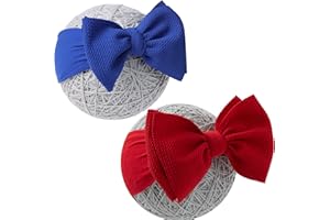 QFV Baby Girl Bows Newborn Headband Infant Big Bows for Birthday/Baby Shower/Photography/Baby Gifts (Red& Blue)