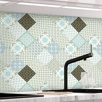 kinlo adhesivo para azulejos azulejos de mosaico papel pintado para bano y cocina pvc decoracion de azulejos en el bano