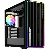 RUIX CV303 ATX Mid-Tower PC Case, 4 x 140mm ARGB PWM Fans, High-Airflow Mesh Front Panel with ARGB Light Strip, Tempered Glass Side Panel, Gaming Computer Case, USB 3.0, Black