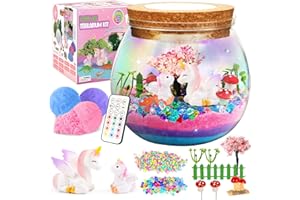 TYWOP Unicorn Toys Kids Terrarium Kit with LED Night Light & Remote DIY Arts and Crafts Science Kits Dinosaur Toys for Girls Boys 4 5 6 7 8 9 10 11 12 13 Year Old Birthday Christmas Gifts