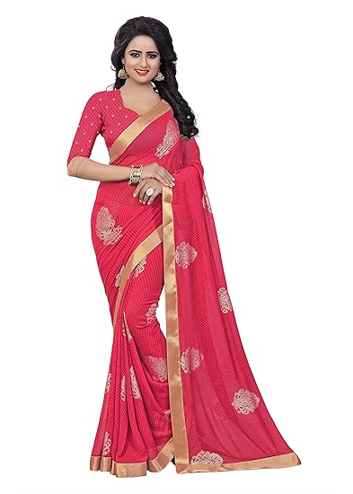 Oomph! Womens Georgette Saree with Blouse Piece