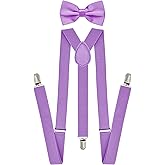 trilece Men’s Suspenders and Bow Tie Set – Adjustable Y-Back Suspenders with Matching Bow Tie for Weddings and Formal Wear