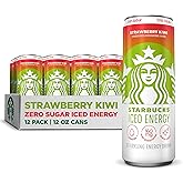 Starbucks Iced Energy Drink, Strawberry Kiwi, 12 Fl Oz Cans (Pack of 12) | Zero Sugar Energy Drink, Plant Based Caffeine, Hydration, Mental Clarity
