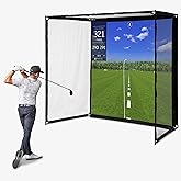 GoSports Range Cage Elite Golf Hitting Net - 8 x 8 ft Golf Simulator Enclosure with Impact Screen