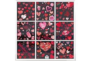 BLISSFULTIE 9 Sheets Valentines Day Window clings Decorations, Pink Heart Window clings Double Sided Removable Window Decals for Home,Glass, Valentines Party, Wedding, Anniversary Decorations