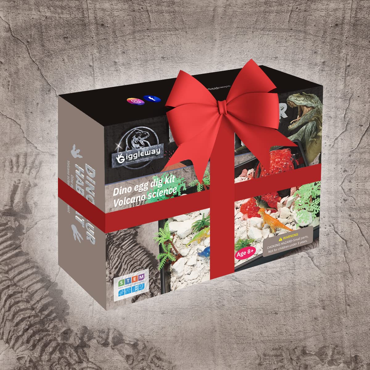 Giggleway Create a Dinosaur Habitat with Dino Egg Dig Kit & Volcano Science Kit, Dinosaur Toys with Dino Eggs Excavation Set, Eruption Volcano Science Experiment, Craft Toys for Boys and Girls