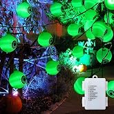 COLORCASA 30 LED Halloween Eyeball String Lights- 16.4FT Battery Operated 8 Modes Flash Halloween String Lights for House, Garden, Yard, Window, Porch and Party Decor (Green)