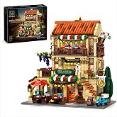 Zonesyond City Vintage Italian Pizza Shop Building Set for Adults | Modular European Restaurant Blocks Kit with Light, Street View Architecture House Model, Collectible Home Decor Gift 1962pcs