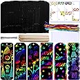 Winlyn 48 Sets 6 Styles Magic Color Scratch Bookmarks Making Craft Kits DIY Rainbow Scratch Paper Bookmarks with Scratching Tools Ribbons Art Sets for Kids Students Party Favors Classroom Activities