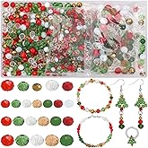 KINGSHINE 1000pcs Christmas Glass Beads for Jewelry Making Briolette Rondelle Beads Assorted Crystal Beads Loose Spacer Bead for DIY Crafts Bracelets Necklaces Earrings and Christmas Decorations