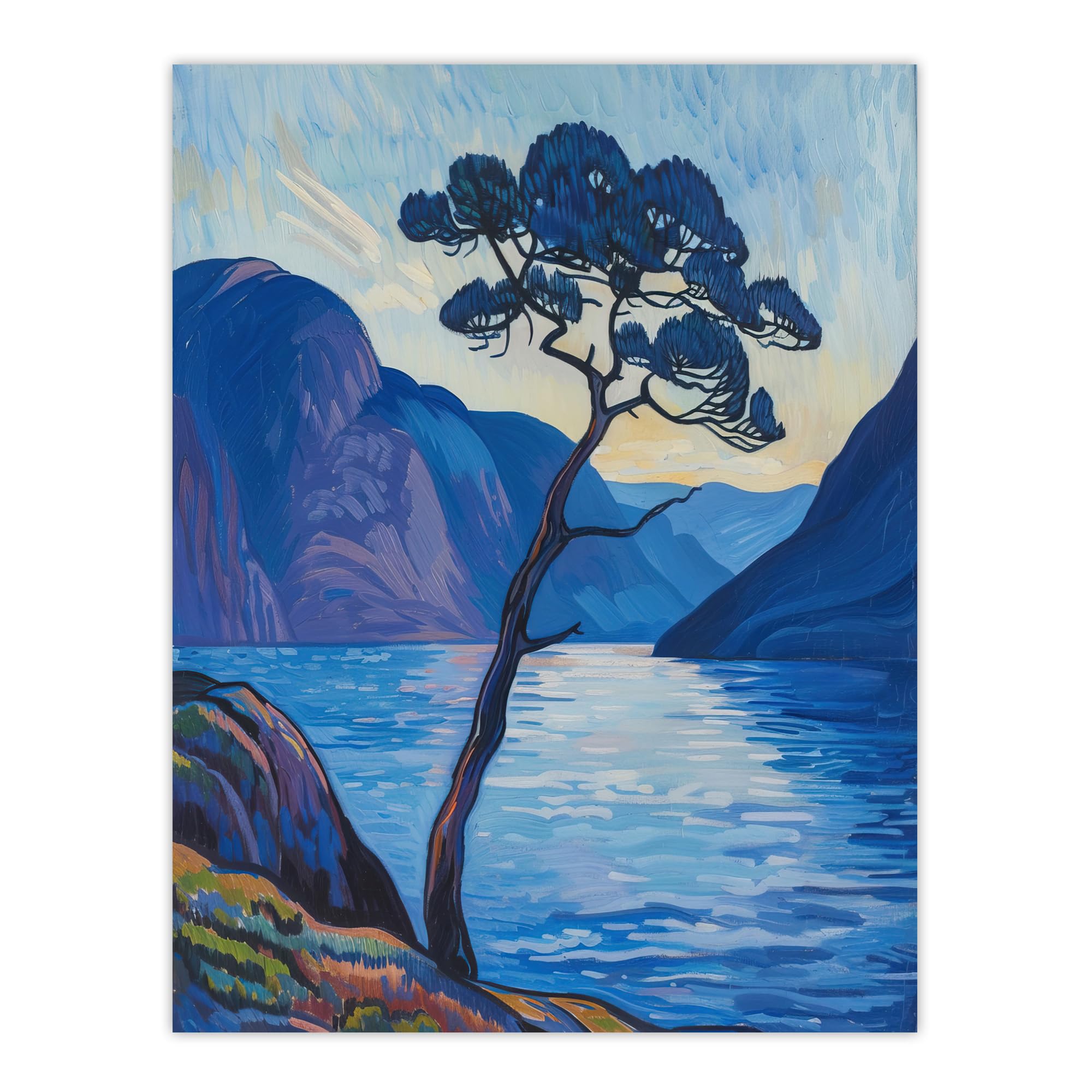 Artery8 Lone Tree on Loch Ness Scottish Highlands Lake Living Room Extra Large XL Wall Art Poster Print