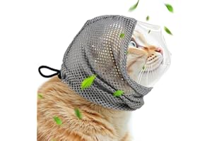 Adjustable Cat Muzzle for Grooming and Biting Prevention, Breathable TPU Material with 4 Anti-Scratch Gloves for Nail Trimmin