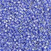 Miyuki Square/Cube Beads 1.8mm Cobalt Transparent AB Matte APX 20 Gram Vial Japanese Glass Beads