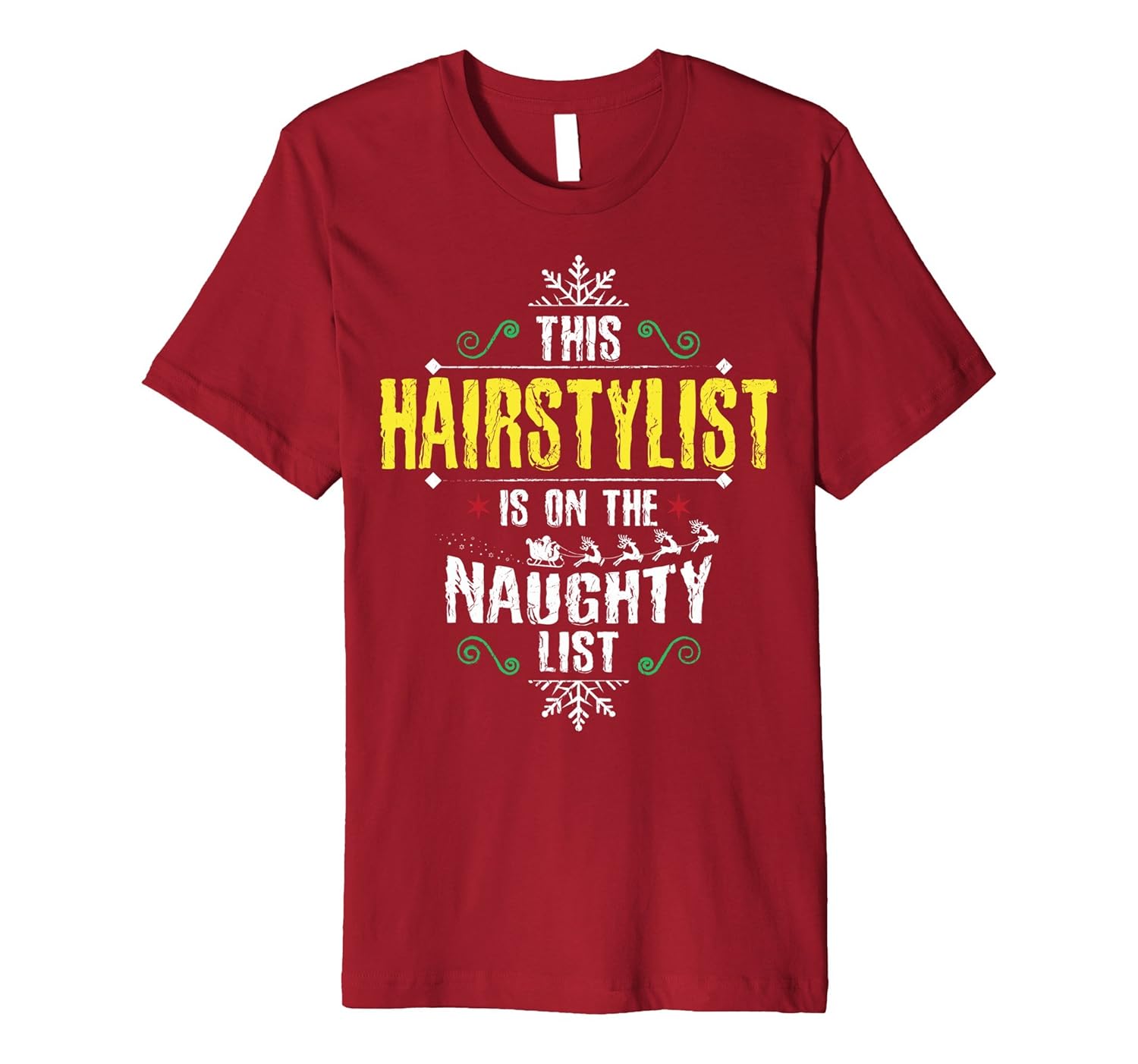 Funny Hairstylist Naughty List Christmas Themed T-Shirt-ANZ