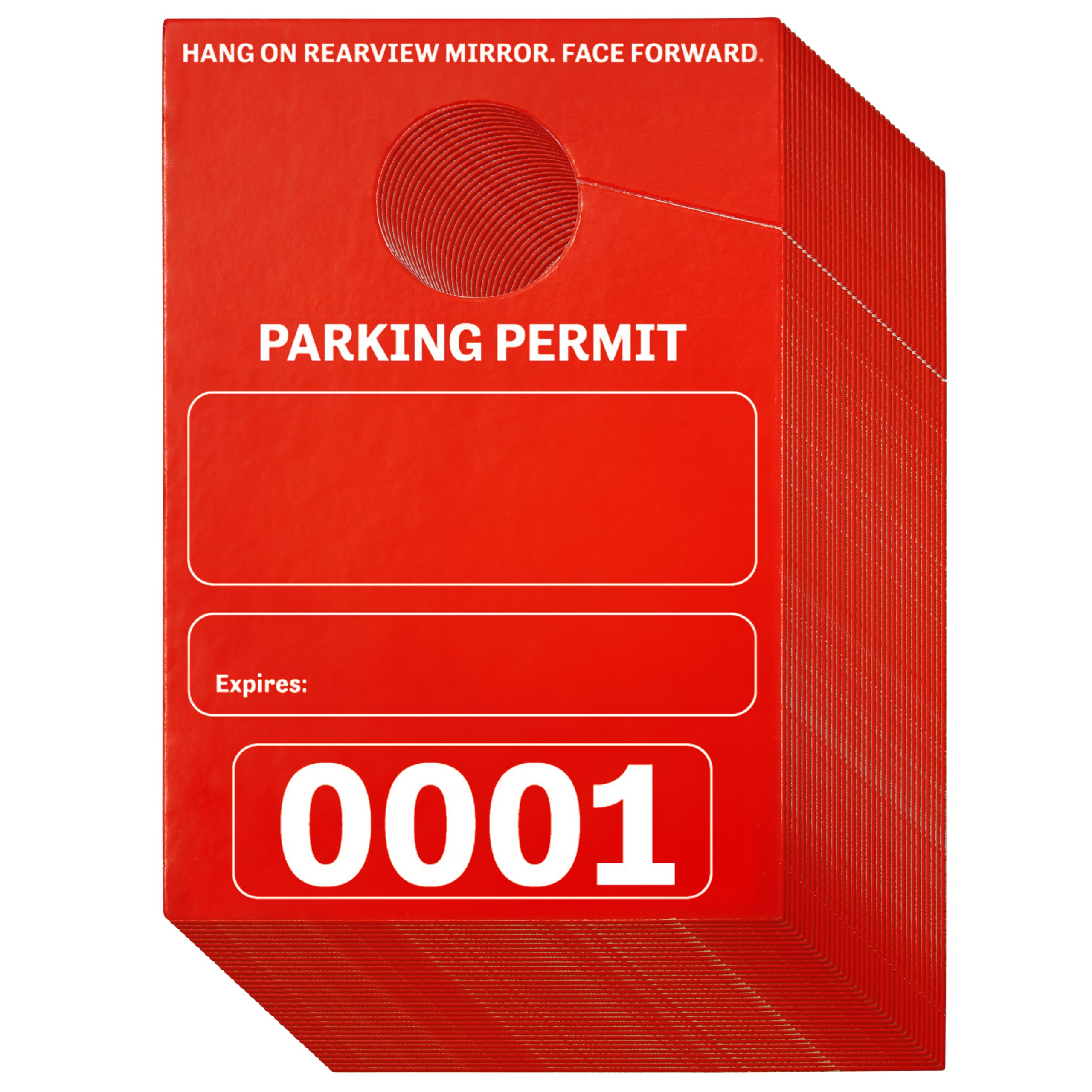 Temporary Hanging Parking Permit for Car Parking Management, Numbered 1-100 (3.15 x 4.75 in, Neon Red)