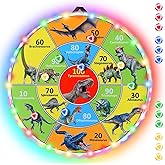 30 Inch LED Dart Board Kids Game,12PCS Sticky Balls,Indoor/Outdoor Sports Carnival Games Yard Party, Suitable for 3 4 5 6 7 8 9 10 Years Old Boys and Girls Birthday Gifts Dinosaur Toys