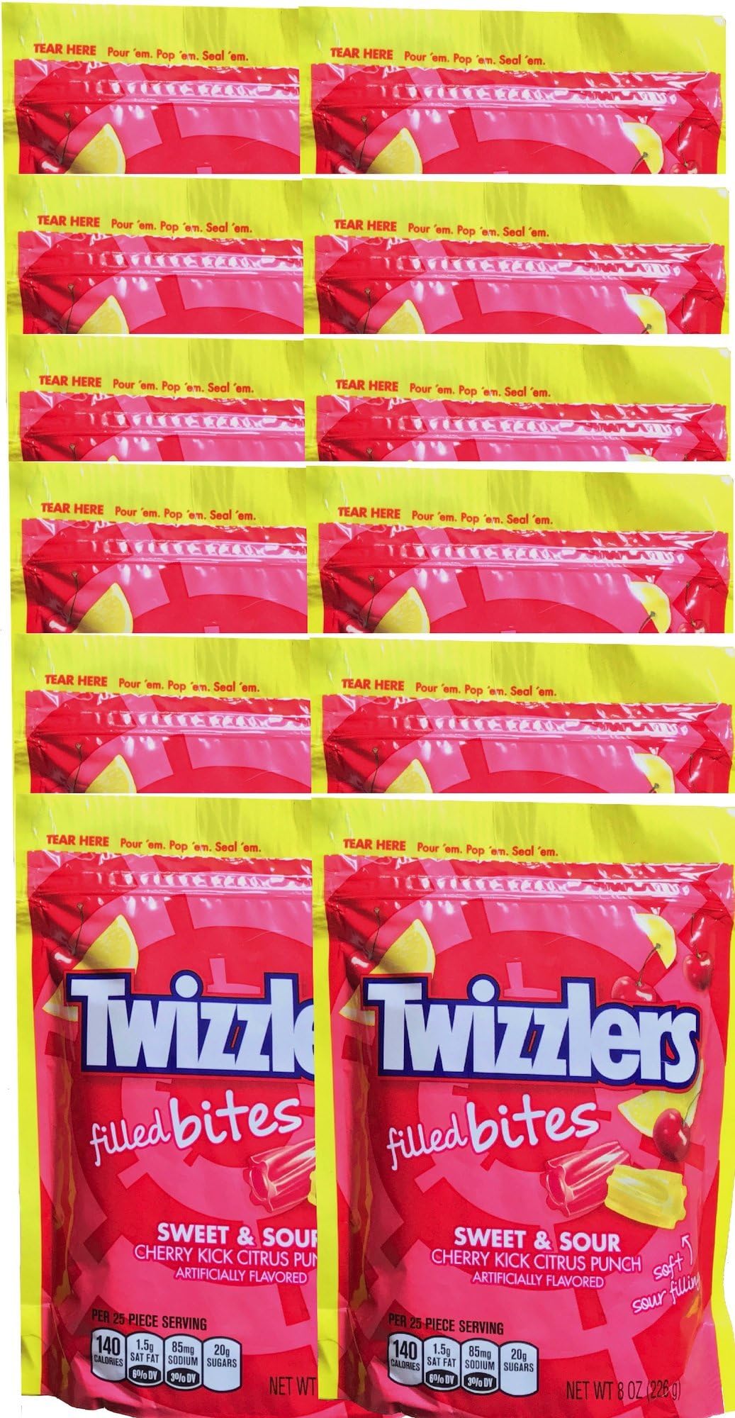 Twizzlers Filled Bites Flavored Filled Candies (Sweet n Sour, 12)