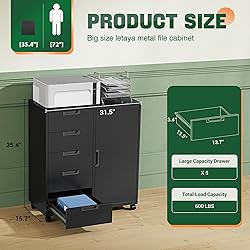 Letaya 5 Drawer Storage Cabinet, Mobile Printer