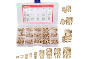 Canitu 350Pcs Threaded Inserts,M2/M2.5/M3/M4/M5/M6 Female Thread Metric Knurled Nuts Assortment Kit Brass Heat Set Insert for Plastic and 3D Printing Components Injection Molding