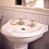 Deva Tudor Basin Taps Gold Brass Victorian Style Hot Cold Cross Head Pair Sink view 6