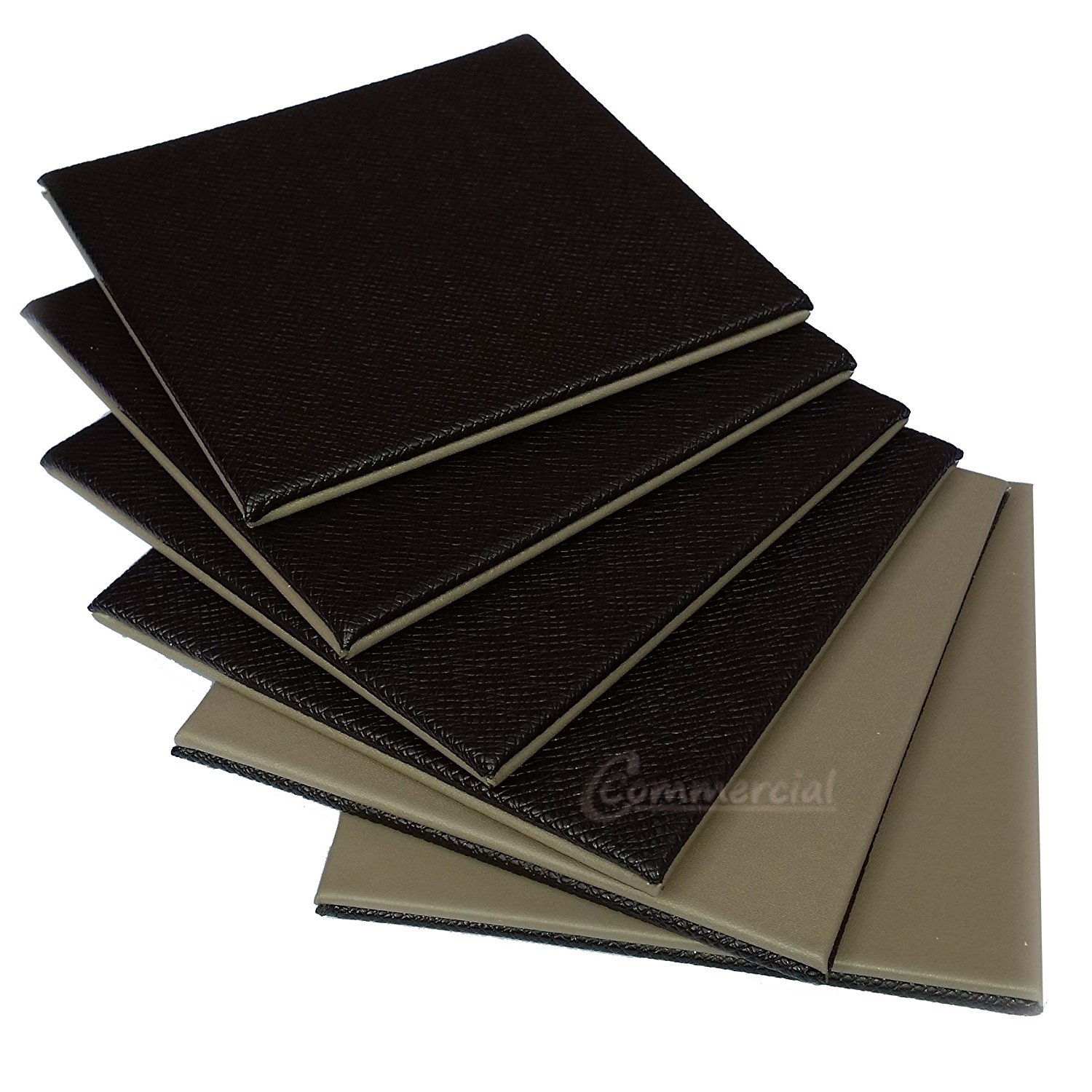 Faux Leather Coasters Reversible Brown & Stone Grey Set of 4, 6 and 8