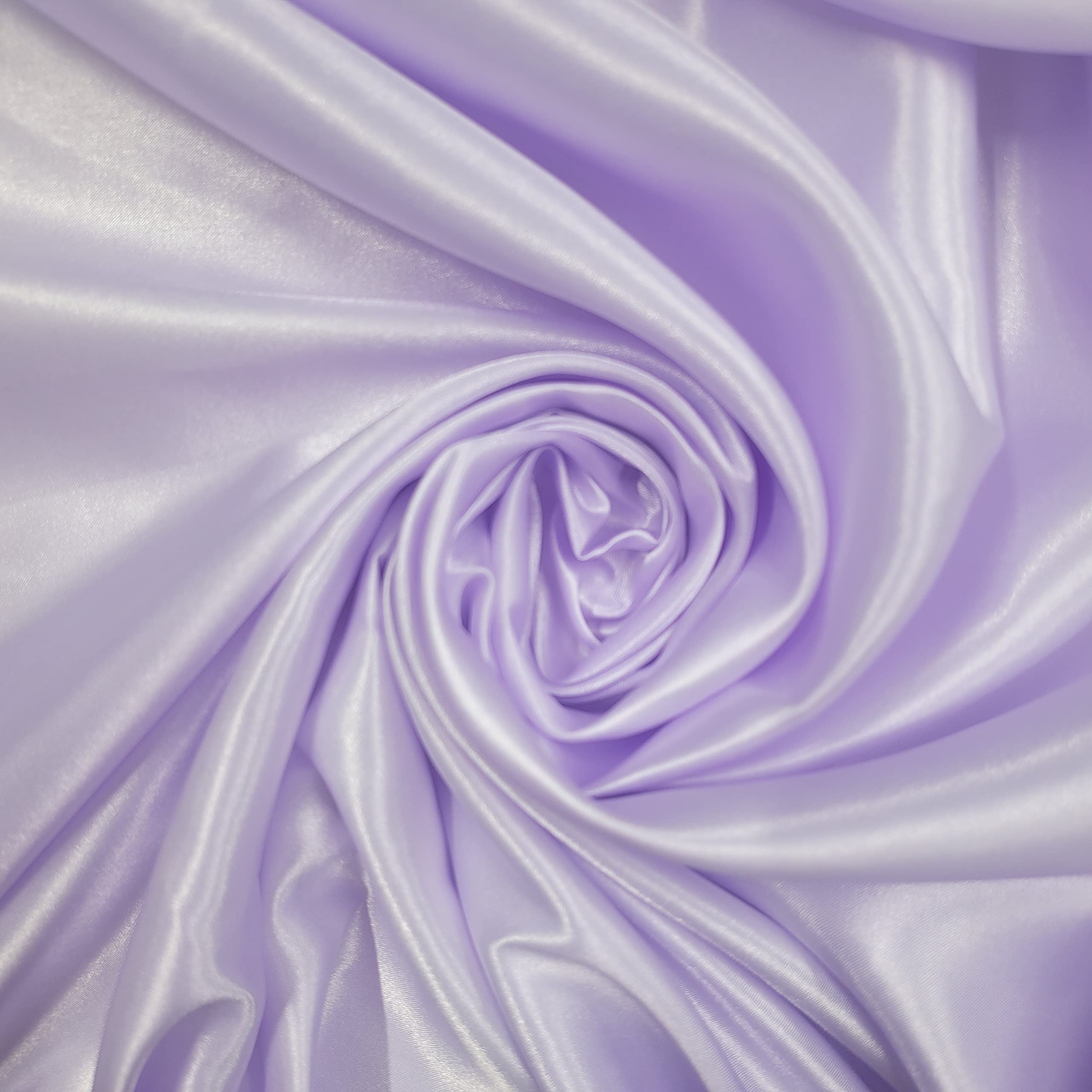 58"/150cm Wide Plain Poly Silk Satin Fabric (Available in 20+ Colours & Various Lengths) (Lilac, 2 Meter)