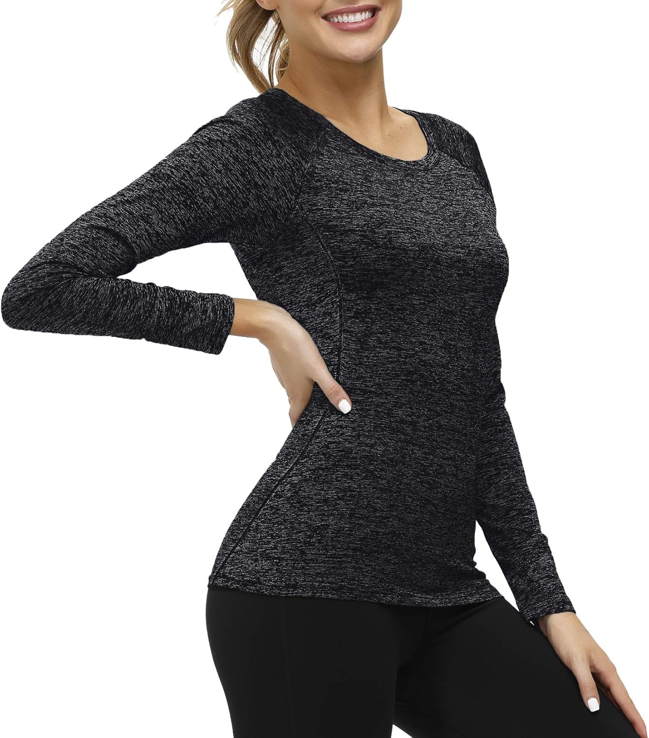 LOK Dry Fit Long Sleeve Workout T Shirts for Women Fitness Yoga Tee