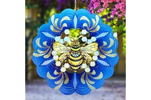 GOTOME Bee Wind Spinners 3D Hanging Wind Spinner Bee Ornament Gifts for Women/Men,12inch Metal Wind Kinetic Sculpture for Outdoor&Indoor Decor, Yard Art, Garden Decoration
