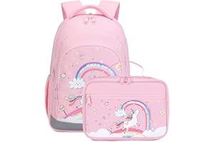 Abshoo Cute Kids Backpack For Girls Kindergarten Elementary Unicorn School Backpacks Set with Lunch Box (Unicorn Pink)